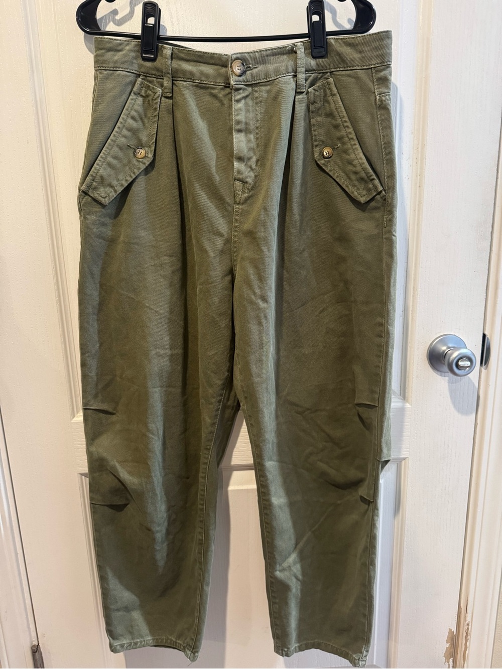We The Free Olive Green Barrel Jeans